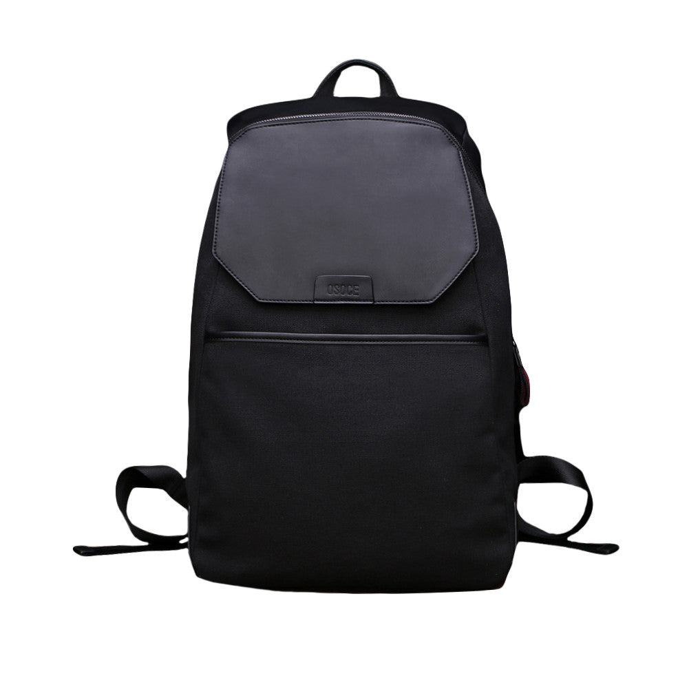 Men Canvas Backpack PU Leather Splice Large Capacity Laptop Mochila Escolar College School Student Casual Travel Bag