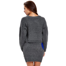 Women Knitted Sweater Dress  Long Sleeve Bodycon Dress 2Pcs Set Ladies Party Mini Dress Vestidos
