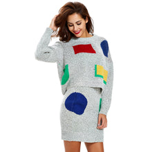 Women Knitted Sweater Dress  Long Sleeve Bodycon Dress 2Pcs Set Ladies Party Mini Dress Vestidos