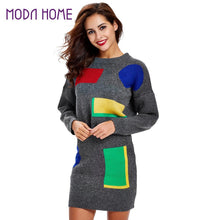 Women Knitted Sweater Dress  Long Sleeve Bodycon Dress 2Pcs Set Ladies Party Mini Dress Vestidos