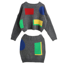 Women Knitted Sweater Dress  Long Sleeve Bodycon Dress 2Pcs Set Ladies Party Mini Dress Vestidos