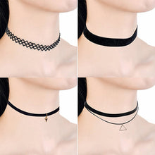 11 Pieces Women Choker Necklace Set Stretch Black Velvet Classic Gothic Tattoo Lace Chokers Jewelry