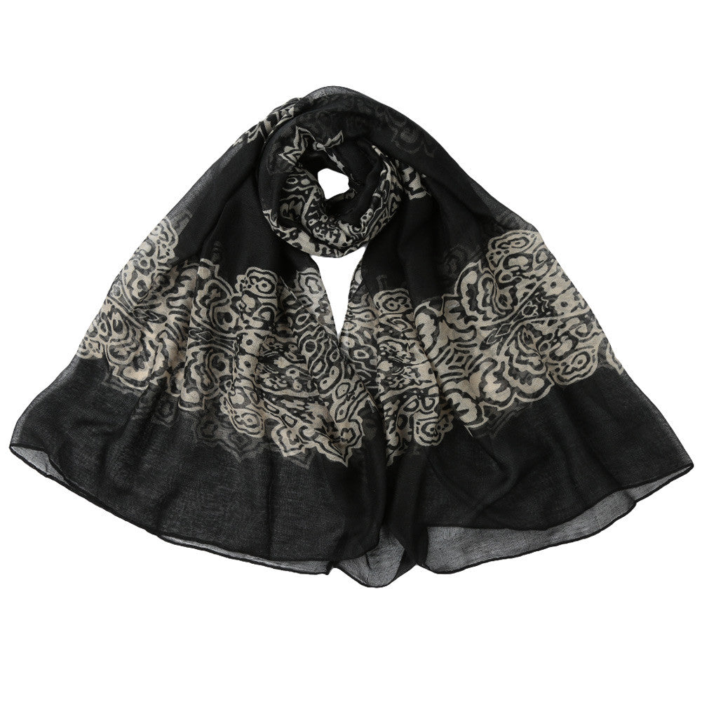 New Fashion Bohemian Beach Voile Soft Long Scarf Women Vintage Printed Wrap Shawl Stole Scarves Muslim Pashmina
