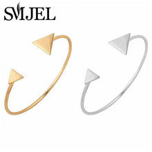 Brass Geometric Open Double Triangle Bangle with a Brushed Finish Gift G050