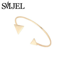 Brass Geometric Open Double Triangle Bangle with a Brushed Finish Gift G050