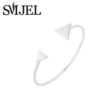 Brass Geometric Open Double Triangle Bangle with a Brushed Finish Gift G050