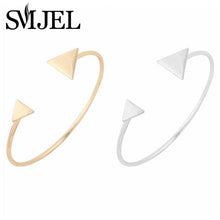 Geometric Open Double Triangle Bangle with a Brushed Finish Gift G050