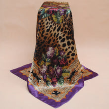 New Fashion Women Square Silk Scarf Contrast Bufandas Leopard Foulard Shawl Pashmina Kerchief Chic Ladies Bandanas
