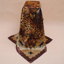 New Fashion Women Square Silk Scarf Contrast Bufandas Leopard Foulard Shawl Pashmina Kerchief Chic Ladies Bandanas