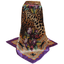 New Fashion Women Square Silk Scarf Contrast Bufandas Leopard Foulard Shawl Pashmina Kerchief Chic Ladies Bandanas