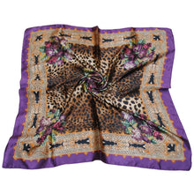 New Fashion Women Square Silk Scarf Contrast Bufandas Leopard Foulard Shawl Pashmina Kerchief Chic Ladies Bandanas