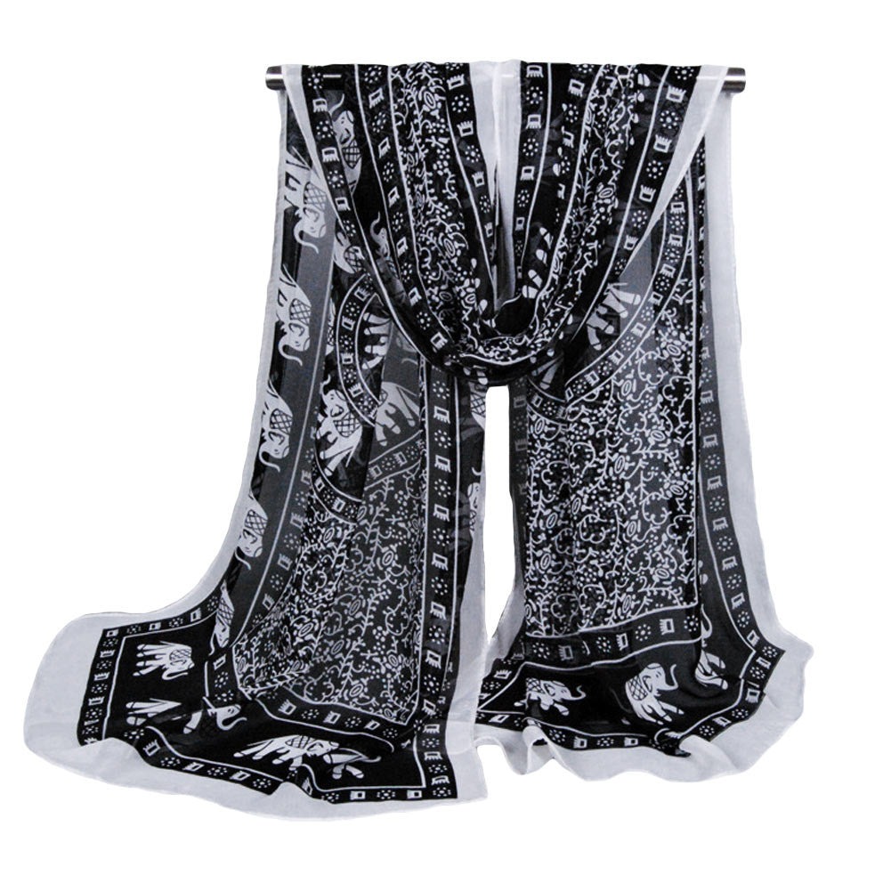 New Fashion Women Chiffon Scarf Floral Print Long Thin Shawl Wrap Vintage Pashmina Women Shawls and Scarves