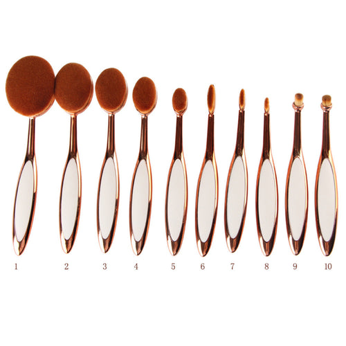 10pcs Pro Toothbrush Type Makeup Brush Oval Brush Set Multipurpose Makeup Brushes Set