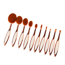 10pcs Pro Toothbrush Type Makeup Brush Oval Brush Set Multipurpose Makeup Brushes Set
