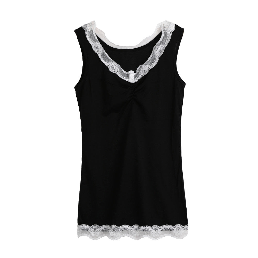 Sexy Tank Top Women Sleeveless Lace V Neck Casual Tops Hollow Out Tank Top White Black Plus Size Blusa