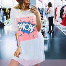 Organza Lace Dress WOW T-shirt Dresses Straight Women Letter Print Mesh Patchwork Short Sleeve Casual Dress