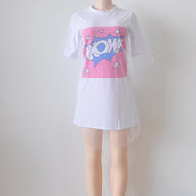 Organza Lace Dress WOW T-shirt Dresses Straight Women Letter Print Mesh Patchwork Short Sleeve Casual Dress