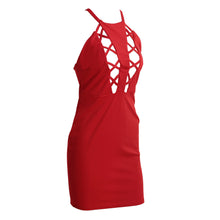 Sexy Bodycon Club Dress Red Sleeveless Backless Hollow Out Dress Evening Party Dress Clubwear Bandage dress