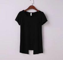 Sexy Harajuku Camiseta Soft Back Slit shirt t shirt Women brandy melville Short sleeve tee dames kleding tops