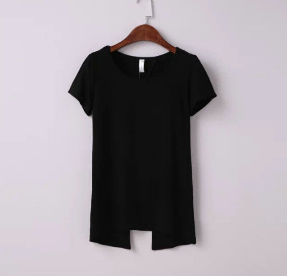 Sexy Harajuku Camiseta Soft Back Slit shirt t shirt Women brandy melville Short sleeve tee dames kleding tops