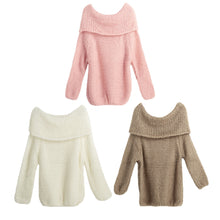 Sexy Off Shoulder Women Sweaters And Pullovers Slash Neck Oversize Knitted Sweater Tops Plus Size Casual Pull