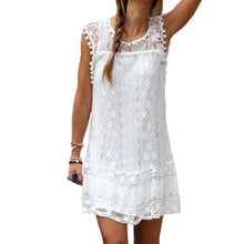 Sexy Dress Women Casual Sleeveless Beach Dress Tassel Solid White Party Mini Lace Dress Vestidos Plus Size