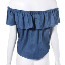 Sexy Off Shoulder Design Women 100% Cotton Denim Shirt Top y camisas mujer vetement femme
