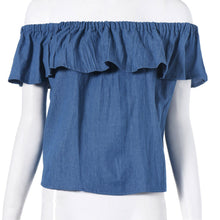 Sexy Off Shoulder Design Women 100% Cotton Denim Shirt Top y camisas mujer vetement femme
