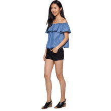 Sexy Off Shoulder Design Women 100% Cotton Denim Shirt Top y camisas mujer vetement femme