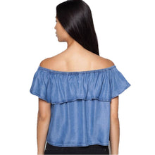 Sexy Off Shoulder Design Women 100% Cotton Denim Shirt Top y camisas mujer vetement femme
