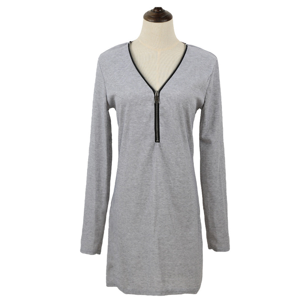 Women Knitted Sweater Dress Solidcolor V-neck Casual Bodycon Dress Long Sleeve Sexy Club Dress Vestidos