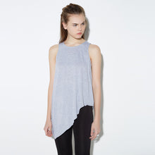 Sexy Women Tank Top Cross Back O Neck Asymmetric Hem Backless Loose Casual Vest Camisole Top Blue/Grey