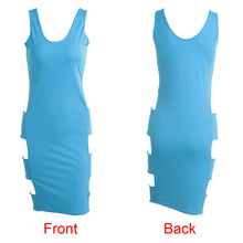 Women Bandage Dress Scoop Neck Low Cut at Back Sexy Party Dresses Sleeveless Side Cutouts Clubwear Light Blue