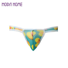 Transparent Mens Sexy Underwear Duck Print Gay Men Underpant Nylon Brief Sheer Mesh U Convex Pouch Elastic Waist Slip Homme
