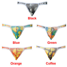 Transparent Mens Sexy Underwear Duck Print Gay Men Underpant Nylon Brief Sheer Mesh U Convex Pouch Elastic Waist Slip Homme