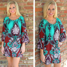 Vintage Women Boho Dress Off Shoulder Floral Print Flare Sleeve Loose Mini Dress Casual Beach Dress Vestisos Green