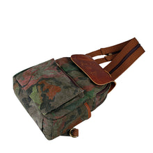 Vintage Women Camouflage Printing Canvas Backpack Leather Retro Small Shoulder Chest Bag Camo Travel Bag Mochila Feminina