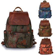Vintage Women Camouflage Printing Canvas Backpack Leather Retro Small Shoulder Chest Bag Camo Travel Bag Mochila Feminina