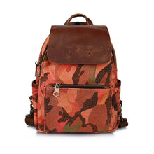Vintage Women Camouflage Printing Canvas Backpack Leather Retro Small Shoulder Chest Bag Camo Travel Bag Mochila Feminina