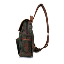 Vintage Women Camouflage Printing Canvas Backpack Leather Retro Small Shoulder Chest Bag Camo Travel Bag Mochila Feminina