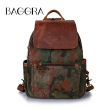Vintage Women Camouflage Printing Canvas Backpack Leather Retro Small Shoulder Chest Bag Camo Travel Bag Mochila Feminina