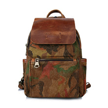 Vintage Women Camouflage Printing Canvas Backpack Leather Retro Small Shoulder Chest Bag Camo Travel Bag Mochila Feminina