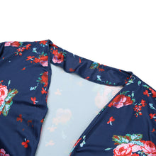 Vintage Women Kimono Cardigan Floral Print Long Sleeve Loose Outerwear Coat Tops Black/Dark Green/Royal Blue Bomber Jacket