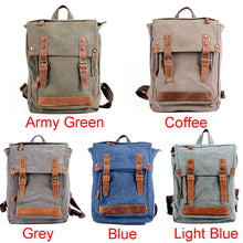 Vintage Women Men Canvas Backpack Crazy Horse Leather Mochila Hombre Large Capacity Retro Satchel School Bag Boys Rucksack