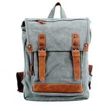 Vintage Women Men Canvas Backpack Crazy Horse Leather Mochila Hombre Large Capacity Retro Satchel School Bag Boys Rucksack