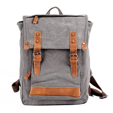 Vintage Women Men Canvas Backpack Crazy Horse Leather Mochila Hombre Large Capacity Retro Satchel School Bag Boys Rucksack