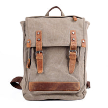 Vintage Women Men Canvas Backpack Crazy Horse Leather Mochila Hombre Large Capacity Retro Satchel School Bag Boys Rucksack