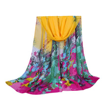 New Women Chiffon Scarf Contrast Leaves Print Long Shawlcolorful Fashion Pashmina Wrap