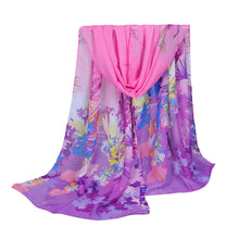 New Women Chiffon Scarf Contrast Leaves Print Long Shawlcolorful Fashion Pashmina Wrap