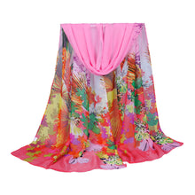 New Women Chiffon Scarf Contrast Leaves Print Long Shawlcolorful Fashion Pashmina Wrap